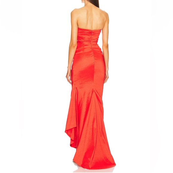 Michael Costello REVOLVE Gown in Red Orange - Picture 3 of 4
